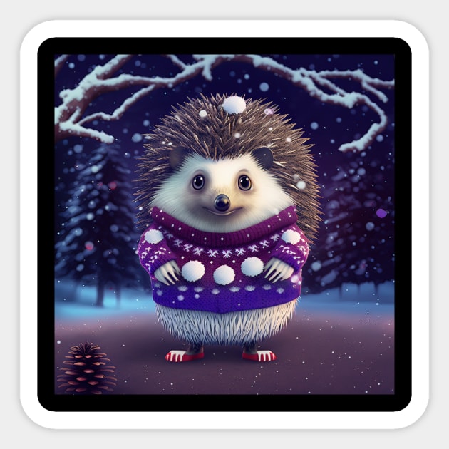 Cute Christmas Hedgehog Sticker by Art8085